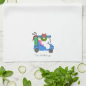 クリスマスブルーゴルフカートパーソナライズされた名門私立校風の キッチンタオル (折り畳み)