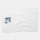 クリスマスブルーゴルフカートパーソナライズされた名門私立校風の キッチンタオル (横)