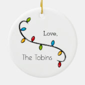 クリスマスブルーゴルフカートパーソナライズされた名門私立校風の セラミックオーナメント (裏面)