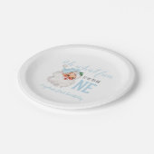 クリスマスブルーサンタファースト誕生日 ペーパープレート (アングル)