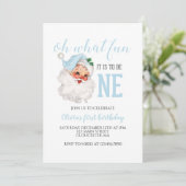 クリスマスブルーサンタファースト誕生日 招待状 (スタンド正面)