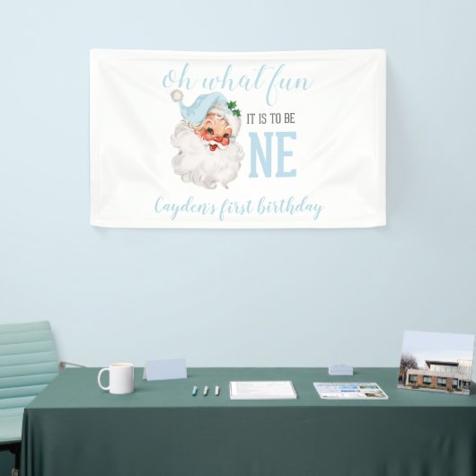 クリスマスブルーサンタファースト誕生日 横断幕 (トレードショー)