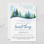 クリスマスブルーシンプルの木々のお気に入りのパーティー 招待状 (正面)