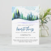 クリスマスブルーシンプルツリーお気に入りのものパーティー 招待状 (スタンド正面)