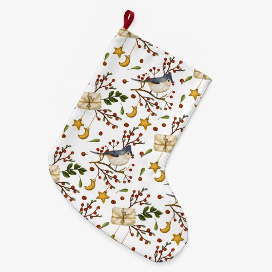 クリスマスブルージェイラージクリスマスストッキング ラージクリスマスストッキング (正面 (吊り時))