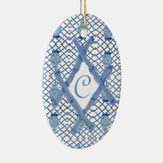 クリスマスブルージンジャージャーの瓶セラミックの装飾品 セラミックオーナメント (右)