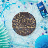 クリスマスブルースと金ゴールド ペーパープレート (パーティー)