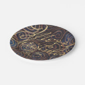 クリスマスブルースと金ゴールド ペーパープレート (アングル)