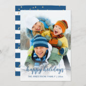 クリスマスブルースクリプトフォトハッピー シーズンカード (正面/裏面)