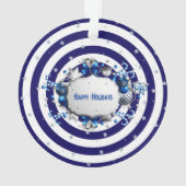 クリスマスブルーストライプのオーナメント オーナメント (裏面)