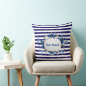 クリスマスブルーストライプの装飾用クッション クッション (椅子)