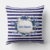 クリスマスブルーストライプの装飾用クッション クッション (裏面)