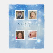 クリスマスブルースノーフレークおばあちゃんグランドパ写真 フリースブランケット (正面)