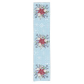 クリスマスブルースノーフレークウォーターカラーポインセチア ショートテーブルランナー (正面)