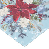 クリスマスブルースノーフレークウォーターカラーポインセチア ショートテーブルランナー (コーナー)