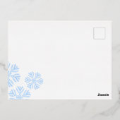 クリスマスブルースノーフレークフレームデザインライト 箔シーズンポストカード (裏面)