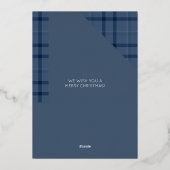 クリスマスブルータータンチェックと鹿 箔シーズンカード (裏面)