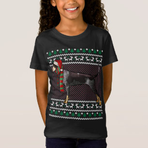 クリスマスブルーティックコンハウンドドッグサンタハット醜いクリスマス Tシャツ