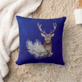 クリスマスブルーディアパインブランチコーンウォーターカラー クッション (ブランケット)