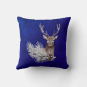 クリスマスブルーディアパインブランチコーンウォーターカラー クッション (裏面)