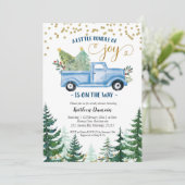 クリスマスブルートラックベビーの喜びの束 招待状 (スタンド正面)