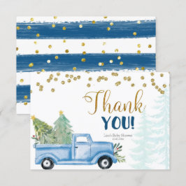 クリスマスブルートラックベビーシャワーサンキューカード サンキューカード