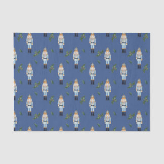 クリスマスブルーナツクラッカーとホリーベリーの枝 薄葉紙