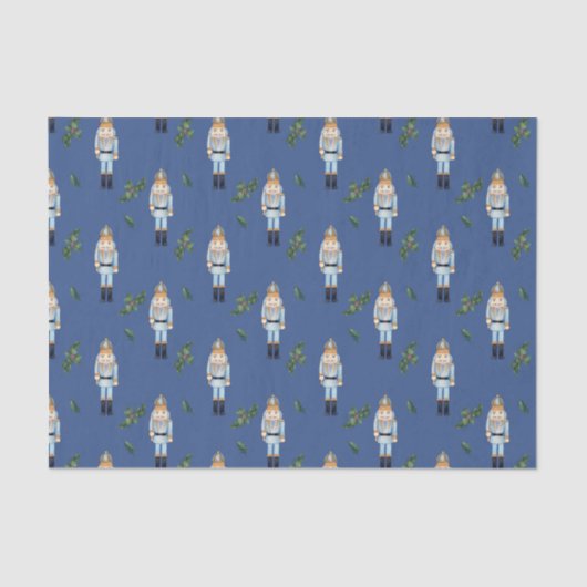 クリスマスブルーナツクラッカーとホリーベリーの枝 薄葉紙 (正面)