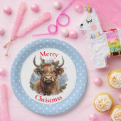 クリスマスブルーハイランダーカウズ ペーパープレート (パーティー)