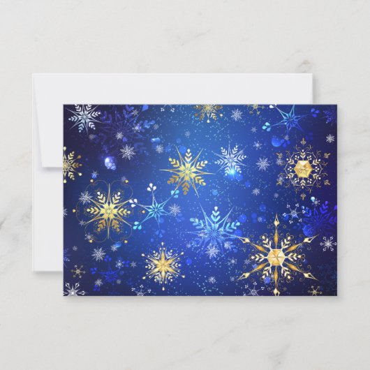 クリスマスブルーバックグラウンドと黄金の雪片 (正面)