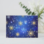クリスマスブルーバックグラウンドと黄金の雪片 (スタンド正面)