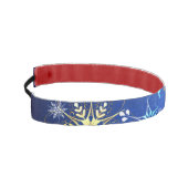 クリスマスブルーバックグラウンドと黄金の雪片 アスレチックヘッドバンド (左)