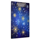 クリスマスブルーバックグラウンドと黄金の雪片 クリップボード (右)