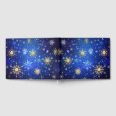 クリスマスブルーバックグラウンドと黄金の雪片 ゲストブック (全面)