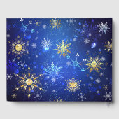 クリスマスブルーバックグラウンドと黄金の雪片 ゲストブック (裏面)