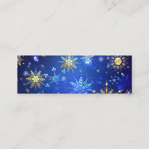 クリスマスブルーバックグラウンドと黄金の雪片 コーリングカード