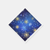 クリスマスブルーバックグラウンドと黄金の雪片 スタンダードカクテルナプキン (角)