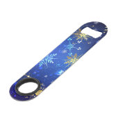 クリスマスブルーバックグラウンドと黄金の雪片 スピード栓抜き (裏面アングル)