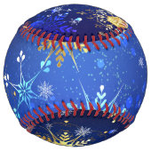 クリスマスブルーバックグラウンドと黄金の雪片 ソフトボール (裏面)