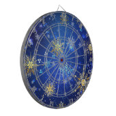 クリスマスブルーバックグラウンドと黄金の雪片 ダーツボード (正面左)