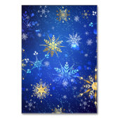 クリスマスブルーバックグラウンドと黄金の雪片 テーブルナンバー (正面)