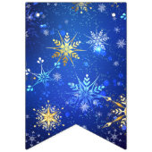 クリスマスブルーバックグラウンドと黄金の雪片 バンティングフラッグ (第2の旗)