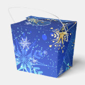 クリスマスブルーバックグラウンドと黄金の雪片 フェイバーボックス (裏面サイド)
