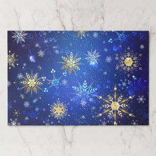 クリスマスブルーバックグラウンドと黄金の雪片 ペーパーパッド