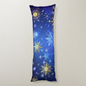 クリスマスブルーバックグラウンドと黄金の雪片 ボディピロー (裏面 (縦))