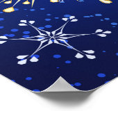 クリスマスブルーバックグラウンドと黄金の雪片 ポスター (角)