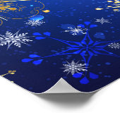 クリスマスブルーバックグラウンドと黄金の雪片 ポスター (角)