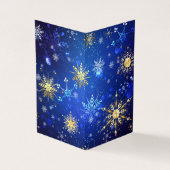 クリスマスブルーバックグラウンドと黄金の雪片 名刺 (外部)