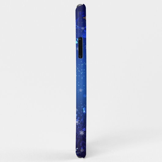 クリスマスブルーバックグラウンドと黄金の雪片 Case-Mate iPhoneケース (裏面/右)