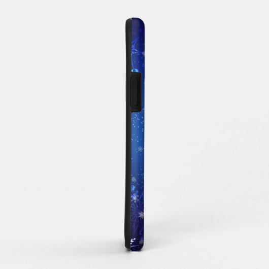 クリスマスブルーバックグラウンドと黄金の雪片 Case-Mate iPhoneケース (裏面/右)